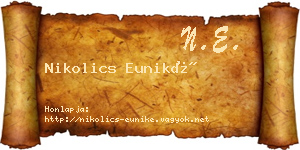 Nikolics Euniké névjegykártya